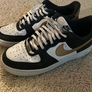 Nike AF1 black white and gold
